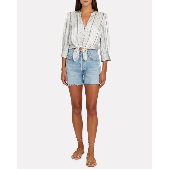 INTERMIX Hope Tied Silk Paisley Shirt - Picture 1 of 12